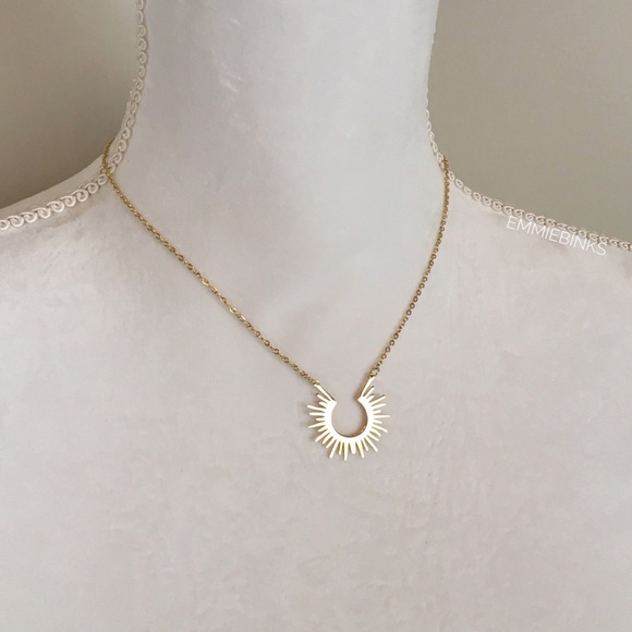 New Anthro Rays of Sunshine Sun Burst Boho Pendant Necklace ~ Golden Rays Silver - Picture 7 of 16